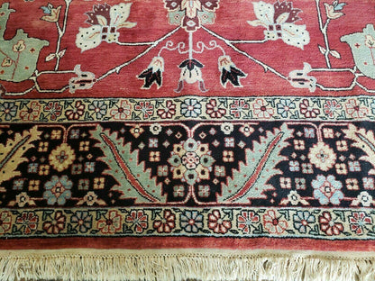 10' X 14' Vintage Hand Made Turkish Wool Rug Carpet Red Black Hand Knotted Nice