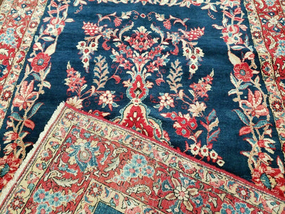 4' X 7' Vintage Handmade Turkish Wool Rug Flowers Birds Tree Of Life Blue Red