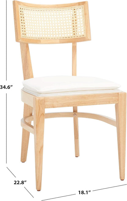 Dining Chair Natural Finish With Cane Detail Cushions