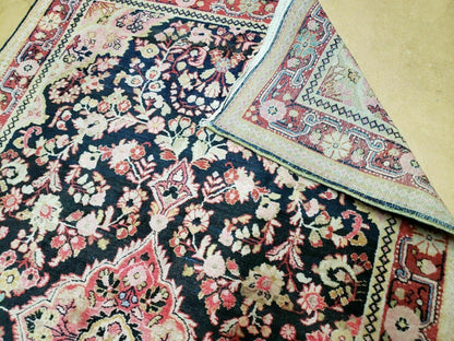 4' X 6' Antique Handmade India Floral Oriental Wool Rug Carpet Organic Blue