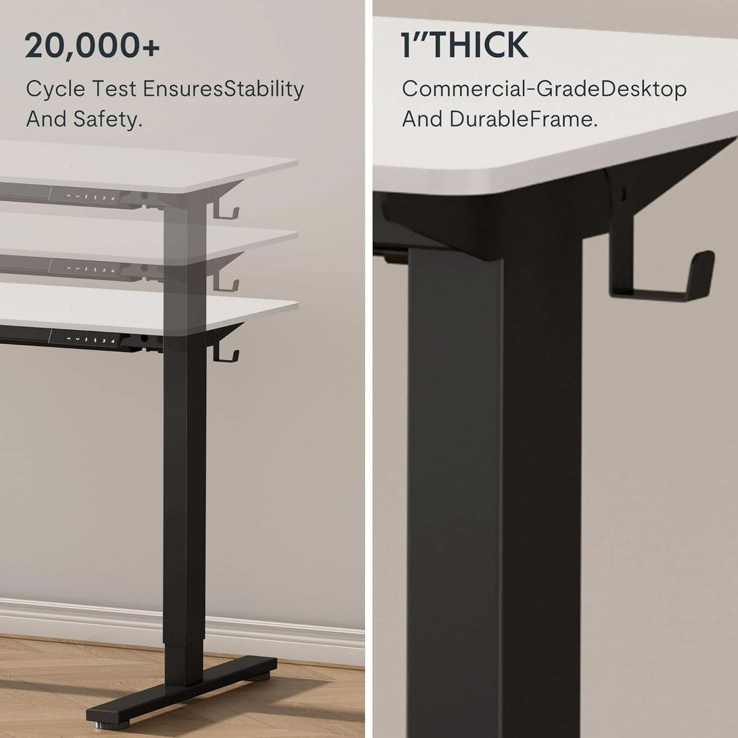 Electric Height Adjustable Standing Desk 48X24 Inches