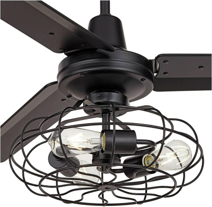 Matte Black Ceiling Fan 52 Inch With Integrated LED Remote