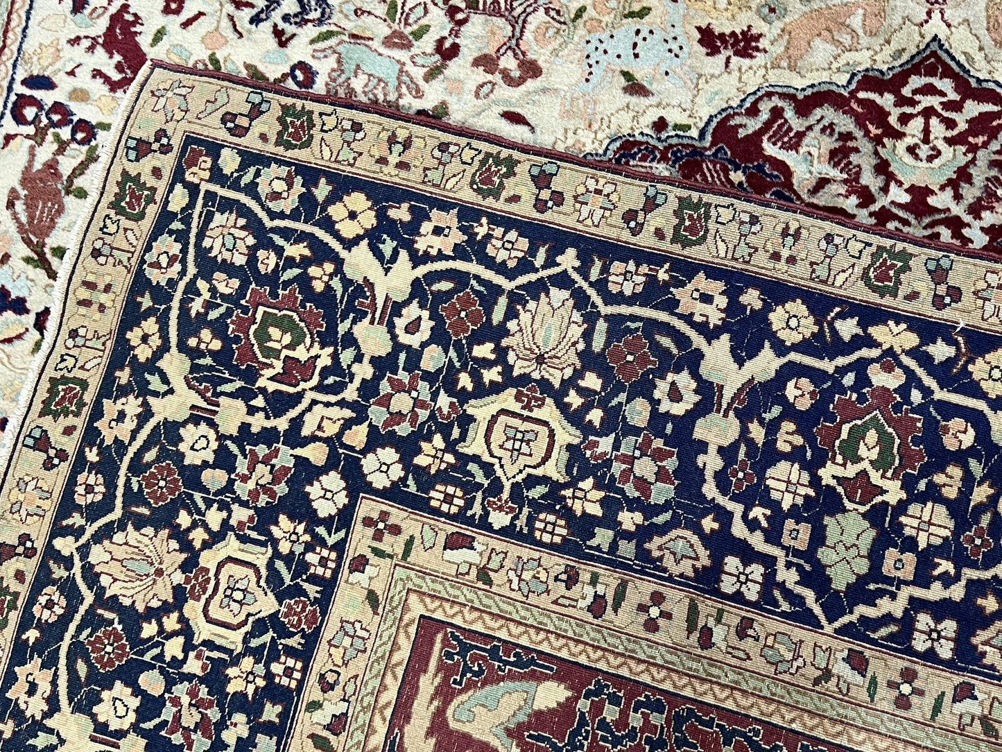 Rare Antique Indian Agra Rug, Early 20th Century Indian Carpet, Animal and Angel Motifs, Hunting Scene, Collectible Oriental Carpet, Wow