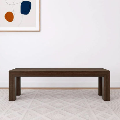 60 Inch Solid Wood Dining Bench Walnut Wirebrush Finish