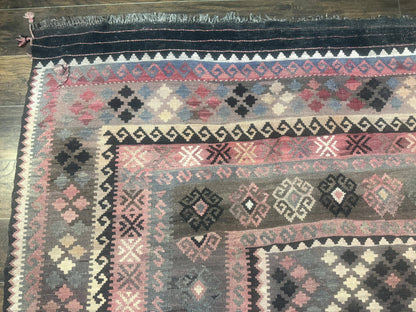 Persian Kurdish Kilim Rug 8x10, Large Flatweave Tribal Bohemian Rug, Vintage Zarand Kilim