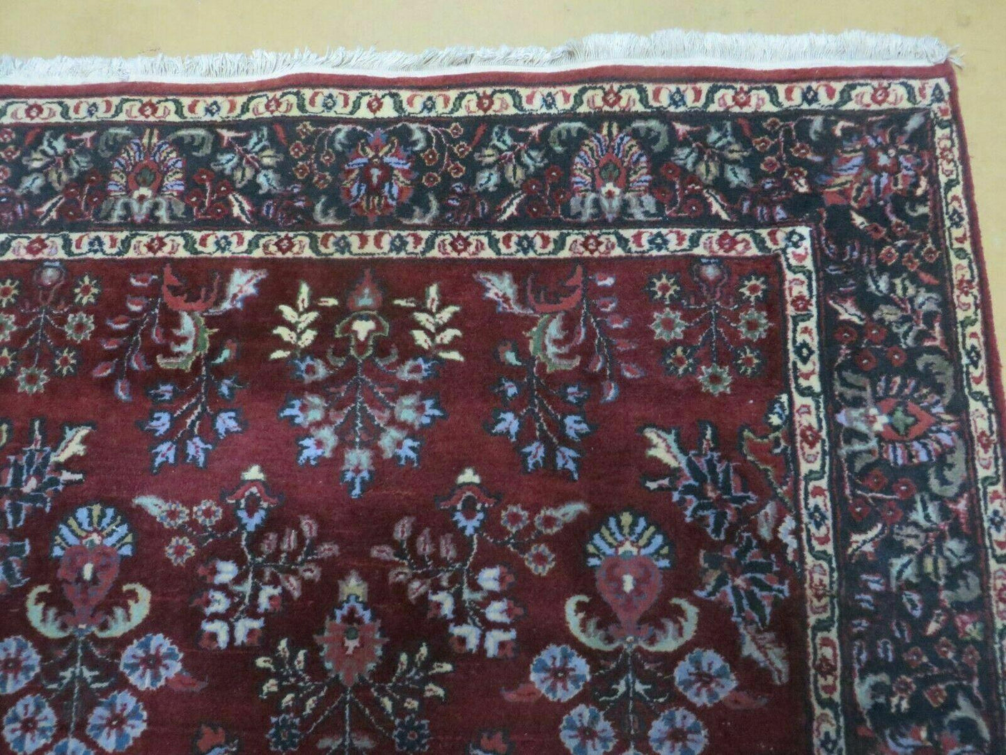 4' X 6' Vintage Handmade Fine India Jaipur Floral Oriental Wool Rug Red Nice