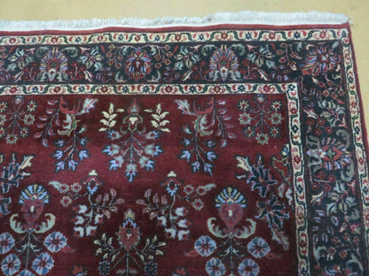 4' X 6' Vintage Handmade Fine India Jaipur Floral Oriental Wool Rug Red Nice
