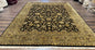 Indo Persian Rug 8x10, Black and Green, Wool, Handmade, Traditional, Floral Allover, Vintage