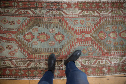 3.5x11 Vintage Distressed Heriz Rug Runner
