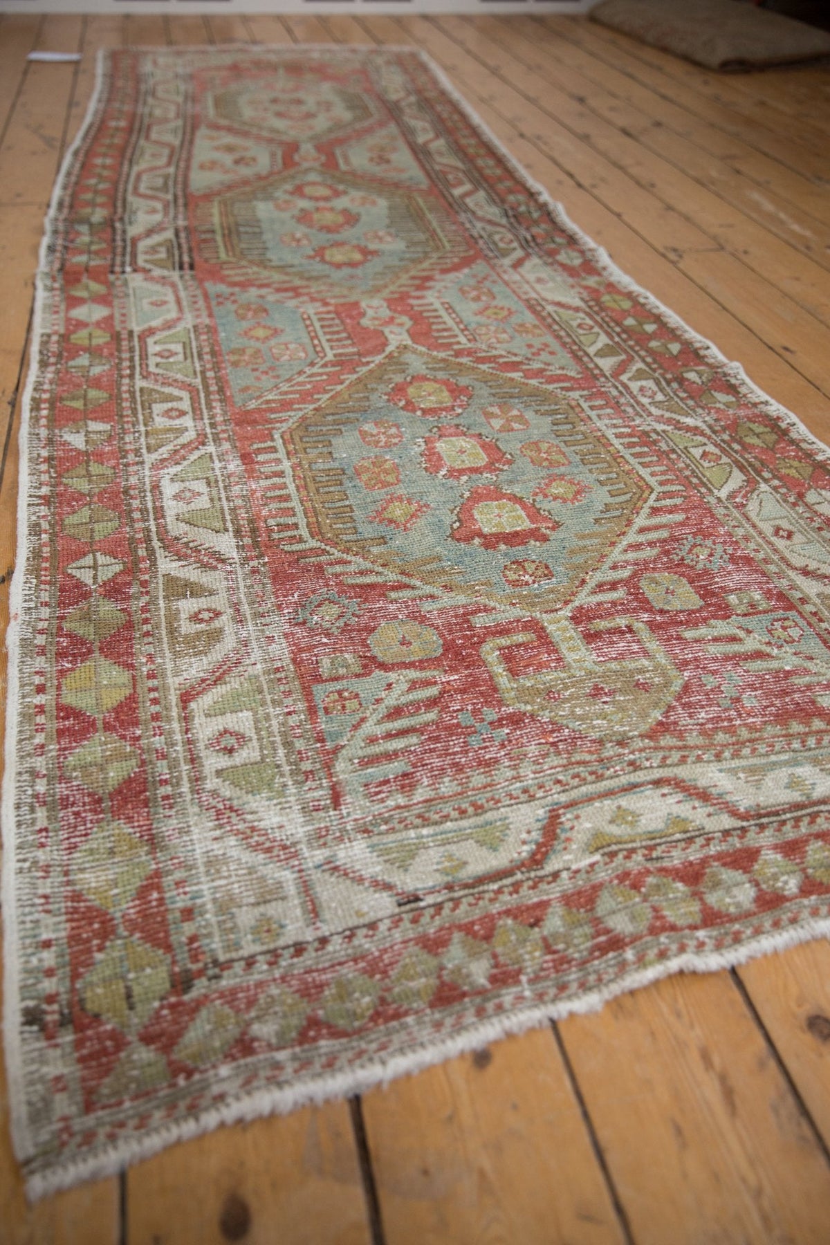 3.5x11 Vintage Distressed Heriz Rug Runner