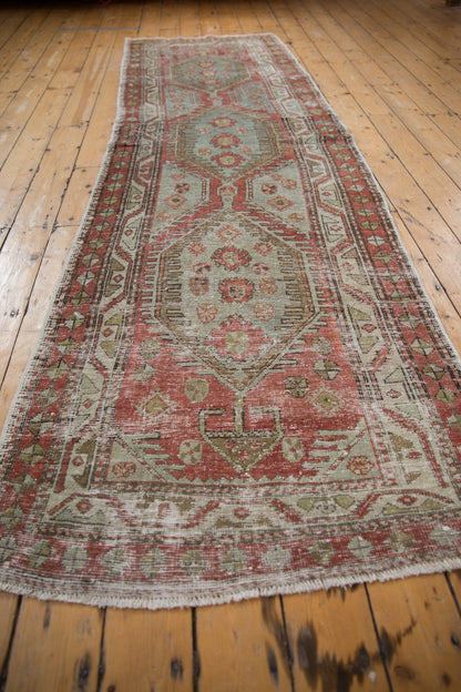3.5x11 Vintage Distressed Heriz Rug Runner