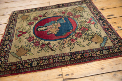 2x2.5 Antique Pictorial Isfahan Square Rug Mat