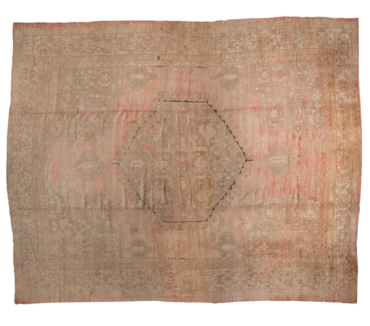 15.5x19.5 Vintage Distressed Oushak Carpet