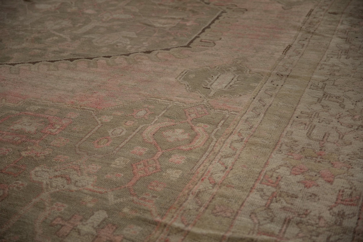 15.5x19.5 Vintage Distressed Oushak Carpet