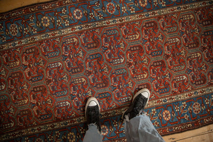3.5x9.5 Antique Fine Kurdish Hamadan Rug Runner