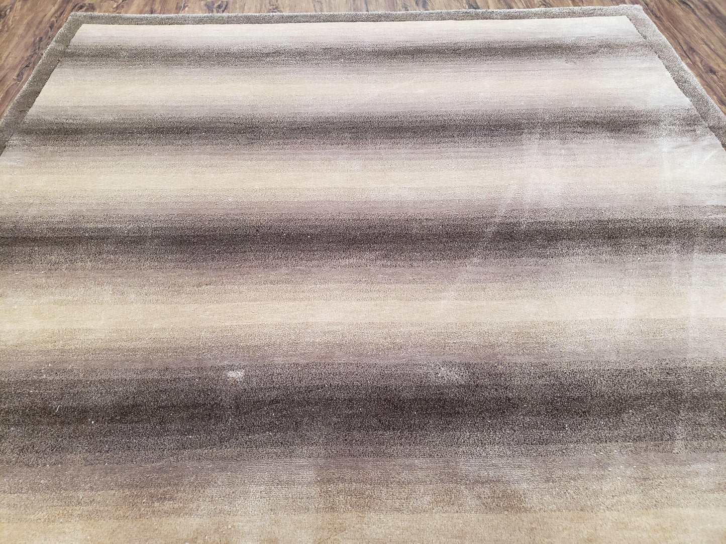 Vintage Safavieh Tibetan Indian Rug 6x9, Nepal Rug, Handmade, Striped Rug, Brown & Beige, 6x9 Oriental Carpet, Wool, Soft