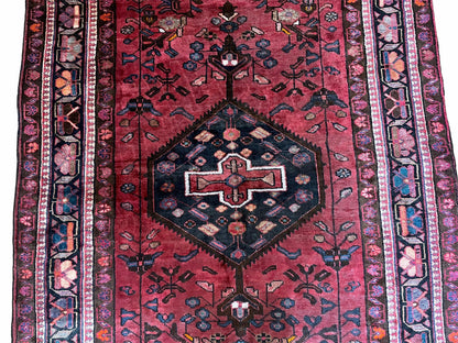 5.5 X 10 Handmade Wool Tribal Gallery Rug Wide Runner Corridor Rug Floral Red