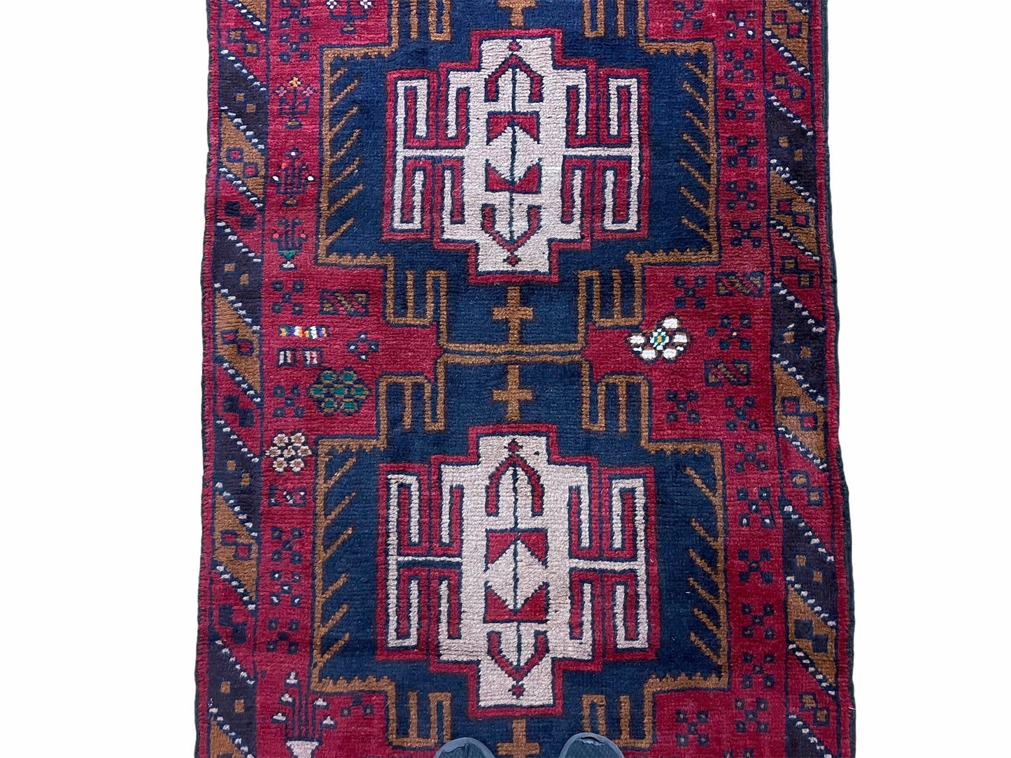 2' 9" X 4' 7" Vintage Handmade Tribal Wool Rug Balouchi Rug Afghan Rug Red Beige
