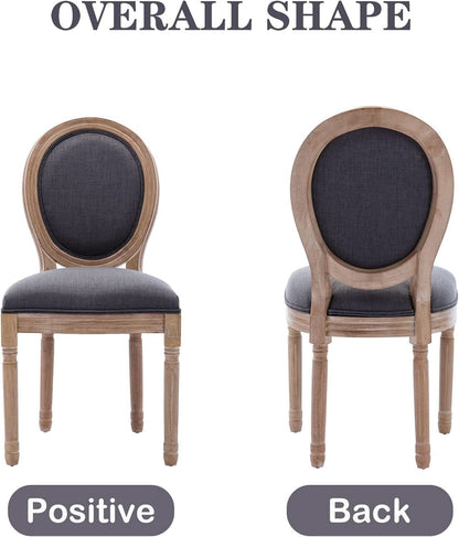 French Country Dining Chairs Set of 4 Oak Wood Round Back