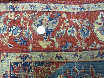 3' X 5' Vintage Handmade Authentic Oriental Floral Medallion Fine Wool Rug Beige Red and Blue Top Quality Veg Dyes