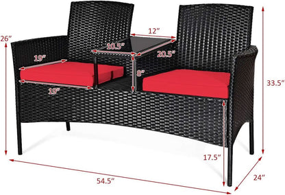 Wicker Outdoor Conversation Set With Removable Cushions