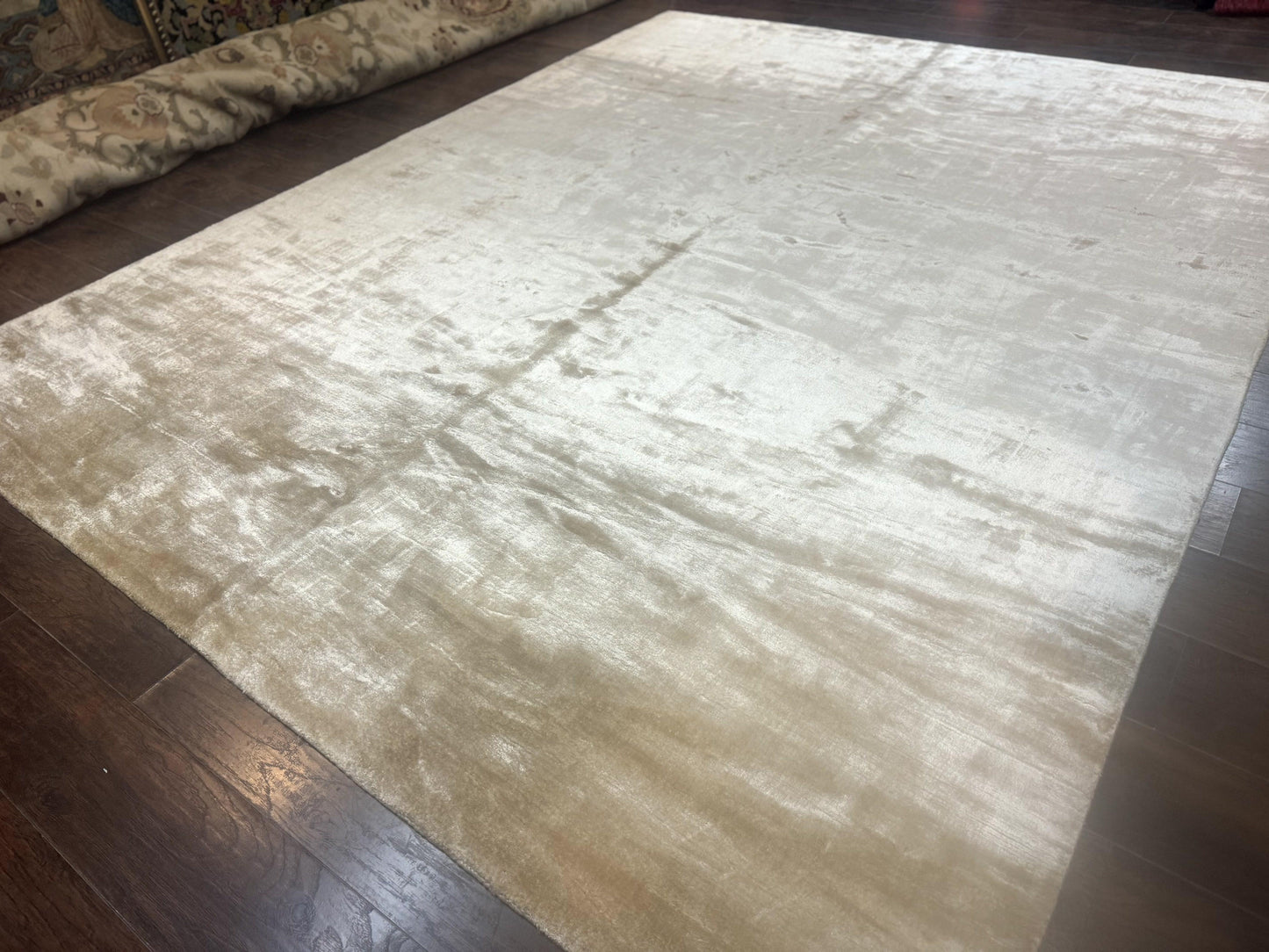 Silk Tibetan Rug 9x11, Handmade Silk Area Rug, Modern Contemporary Carpet