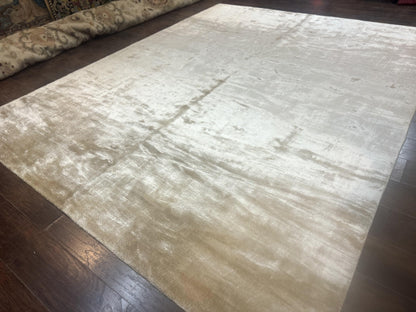 Silk Tibetan Rug 9x11, Handmade Silk Area Rug, Modern Contemporary Carpet