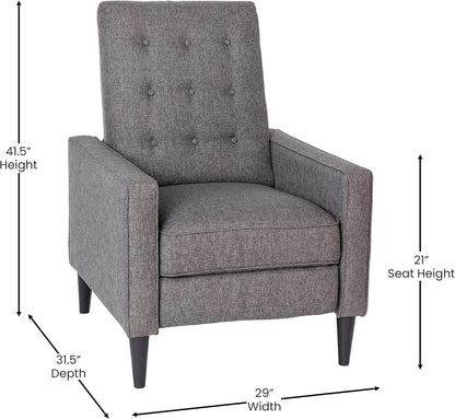 Ezra Pushback Recliner Gray Fabric Mid Century Modern