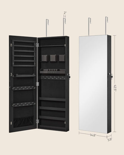 Mirror Jewelry Cabinet Armoire Wall Mounted Lockable
