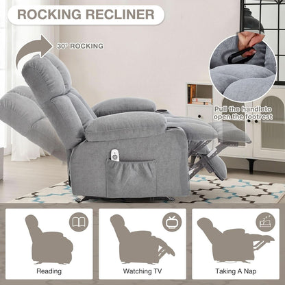 Massage Rocker Recliner Chair With Heat And Vibration Grey
