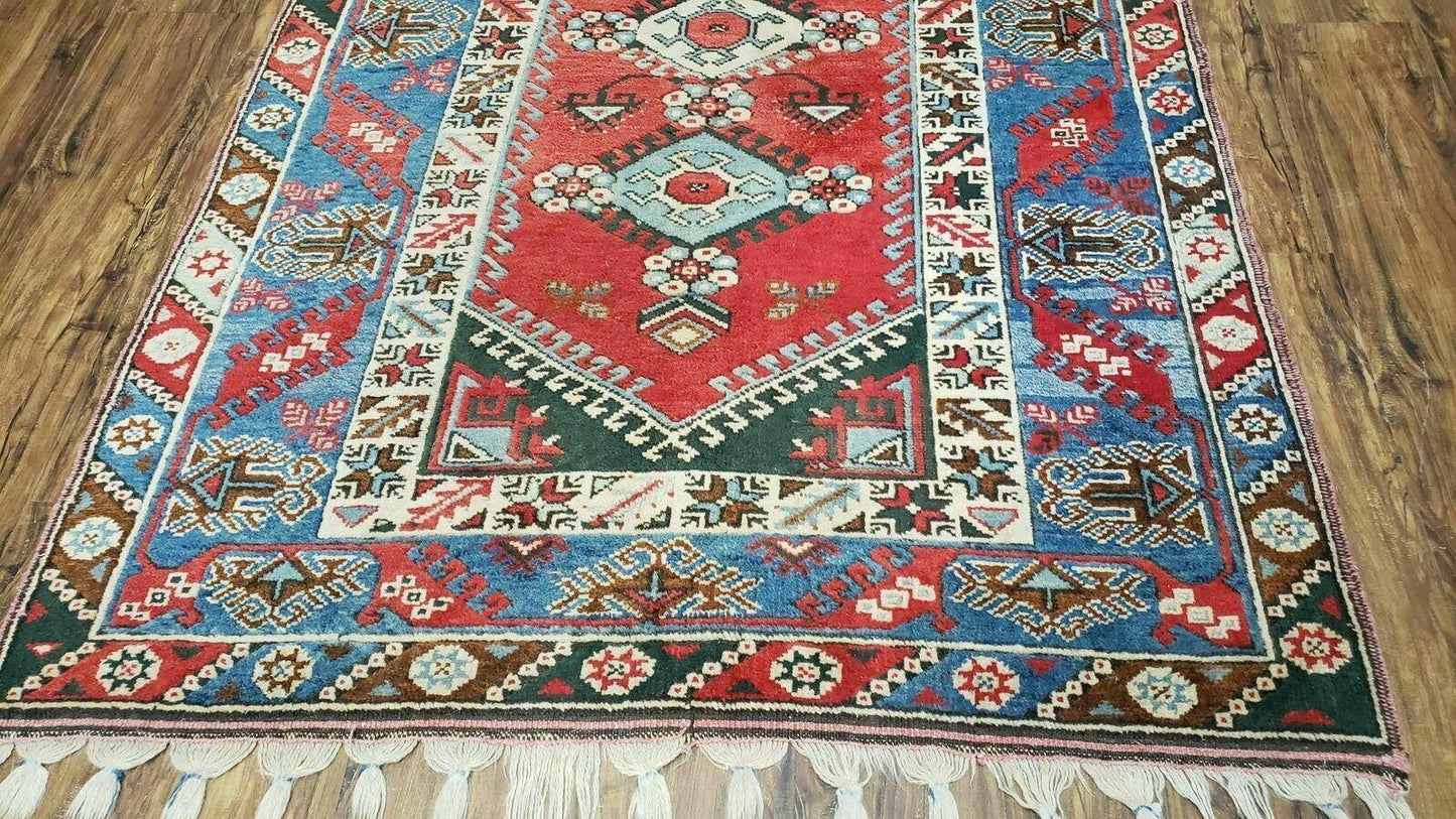 4' X 6' Handmade Turkish Super Kazak Shirvan Wool Rug Colorful