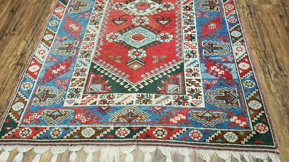 4' X 6' Handmade Turkish Super Kazak Shirvan Wool Rug Colorful