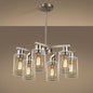 6 Light Farmhouse Brushed Nickel Pendant Chandelier