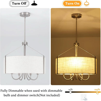 5 Light Drum Chandelier 18 Inch Brushed Nickel Fixture