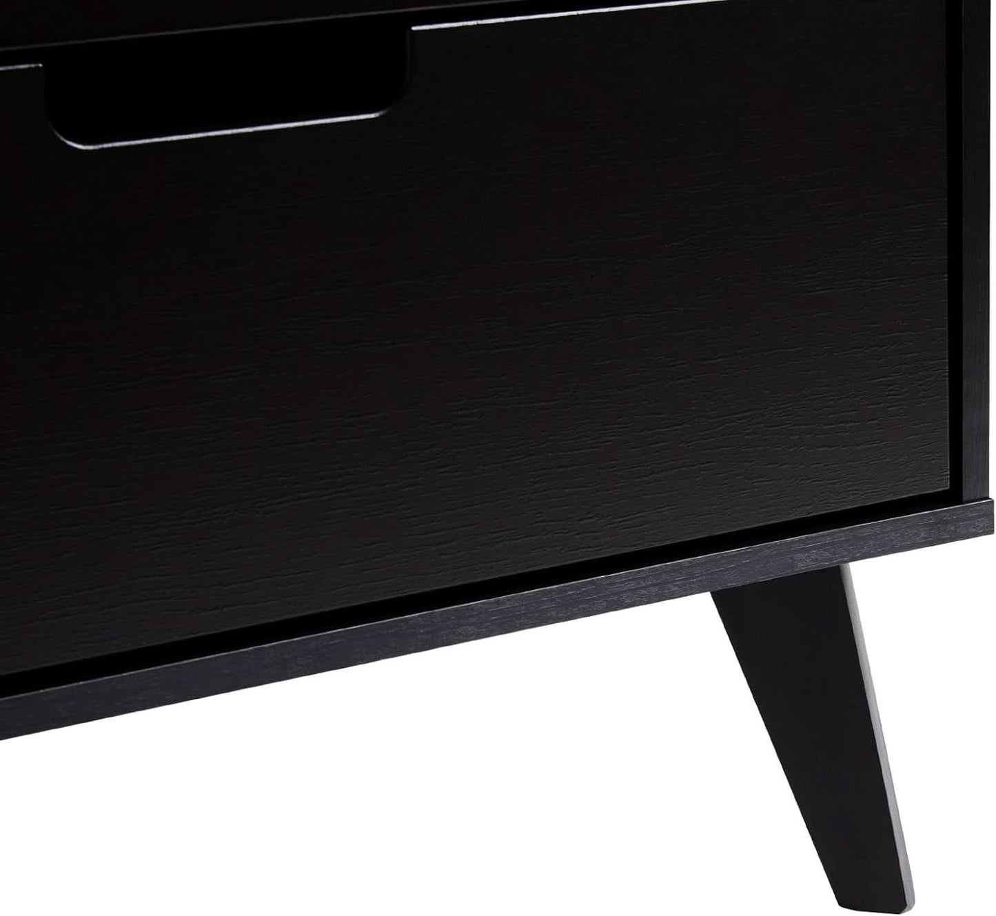 Modern Six Drawer Dresser Black 52 Inch Bedroom Storage