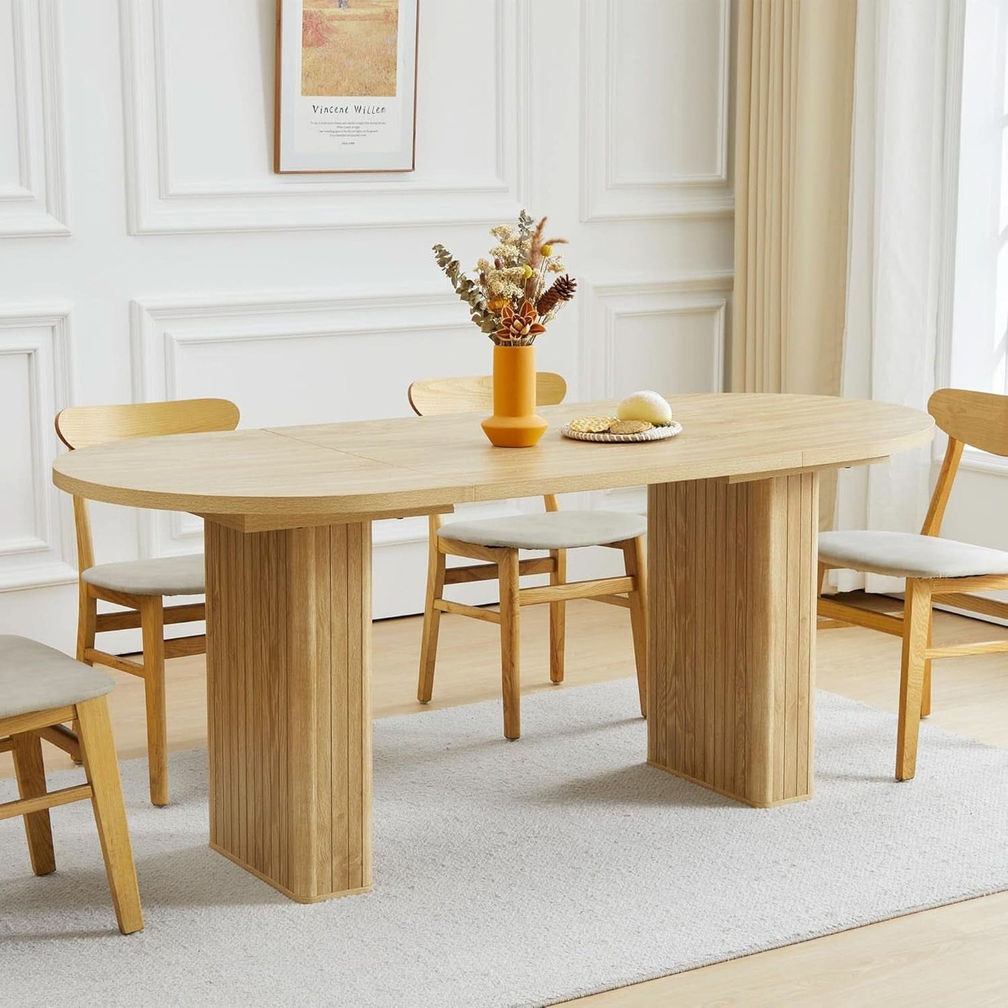 70.8 Inch Natural Dining Table For Kitchen And Dining Room