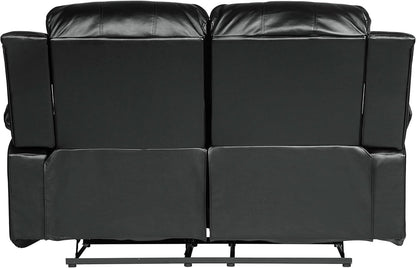62.5 Inch Black Wall Hugger Recliner Loveseat Modern
