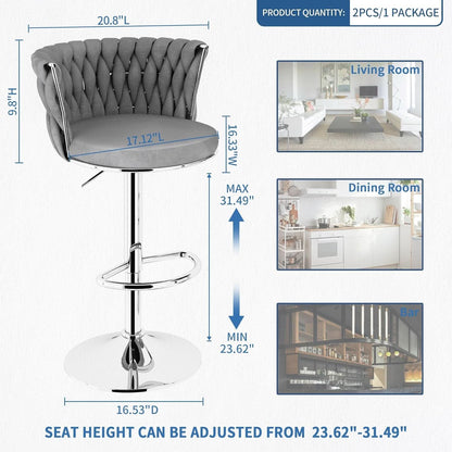 Modern Velvet Swivel Bar Stools Set of Four