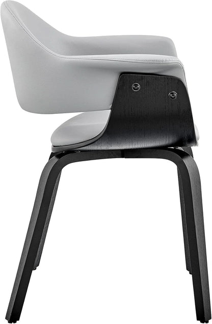 Adalyn Faux Leather Dining Room Accent Chair Gray Black Wood Base