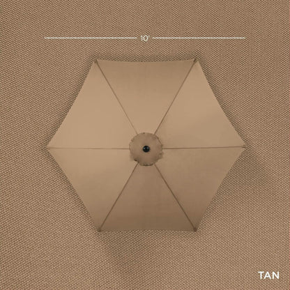 10 Foot Outdoor Steel Polyester Patio Umbrella Tan With Crank Tilt And Table Compatible