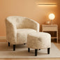 Upholstered Club Chair With Velvet Finish Ottoman Footstool