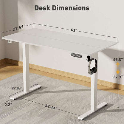 Electric Adjustable Height Standing Desk with Rolling Wheels