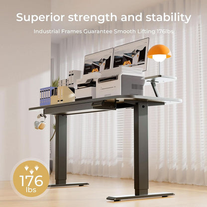 Electric Standing Desk With Drawers 48x24 Black Height Adjustable