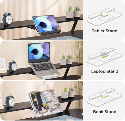 Electric Standing Desk With Drawers 48x24 Black Height Adjustable