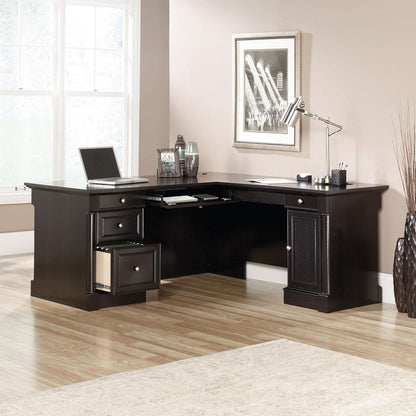 Elegant L-Shaped Desk with Spacious Surface in Wind Oak