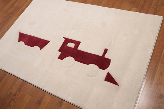 4' x 6' Modern 100% wool Pile area rug  Abstract Beige