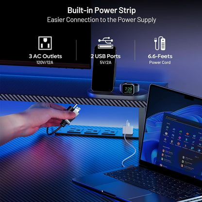 Ergonomic 63 Inch Gaming Desk With LED Lights
