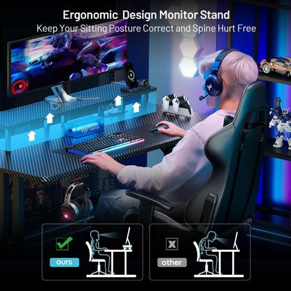 Ergonomic 63 Inch Gaming Desk With LED Lights