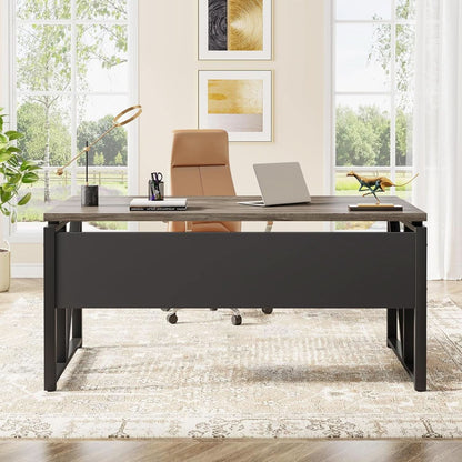 Executive Office Computer Desk and Mobile File Cabinet