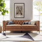 Extra Long Faux Leather Sofa with Stylish Metal Legs